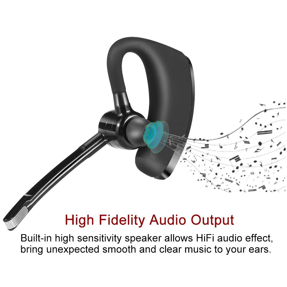 V8s Bluetooth Headset - Wireless Earpiece with 120H Standby, Clear Voice Capture, Hands-Free for Business & Driving - In-Ear Bluetooth Earbuds for iPhone & Android - Perfect for Conference Calls & Commuting