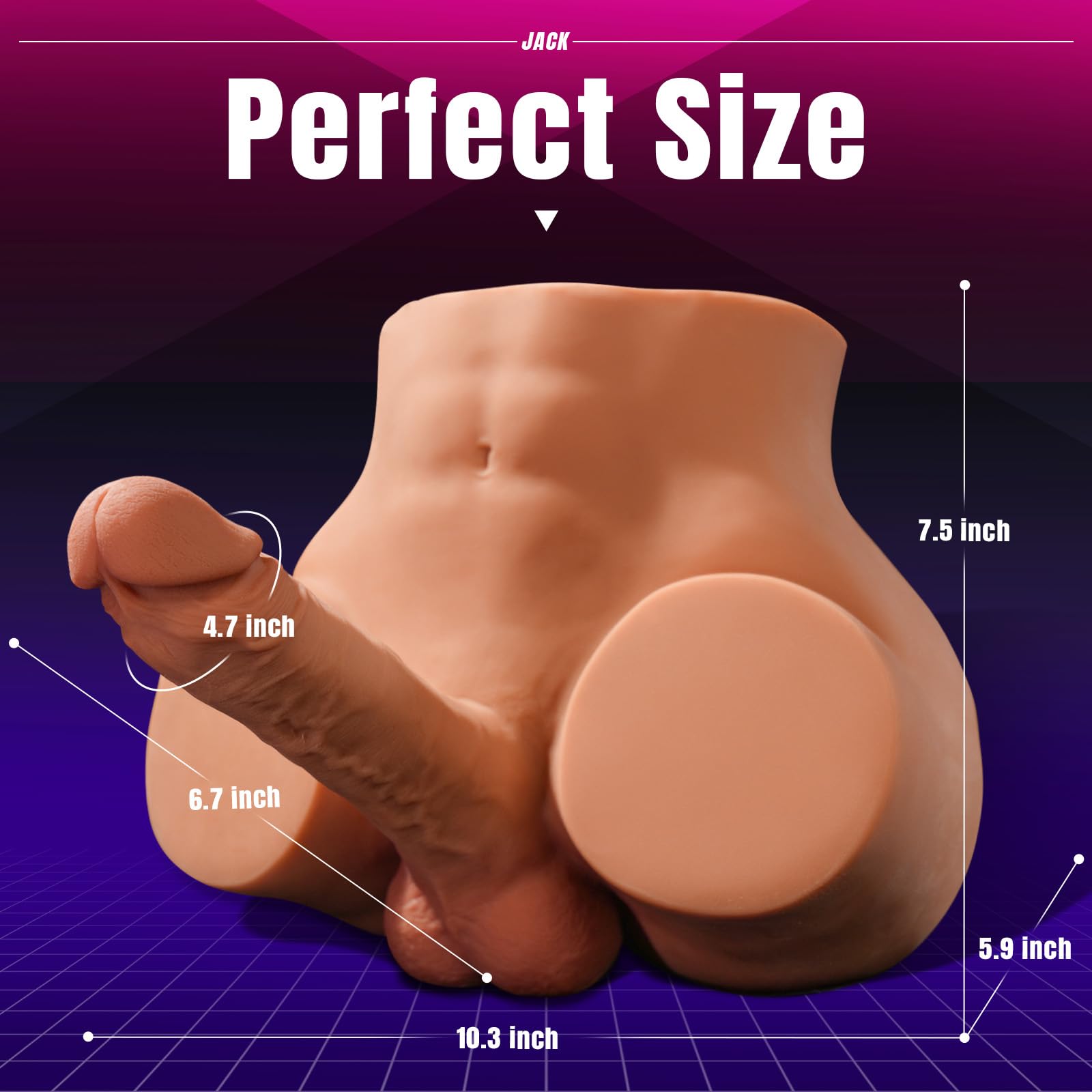 Realistic Male Sex Doll with Vibrating Dildo - 7 Inch Anal Torso for Gay & Straight Pleasure | Tight Butt Adult Toy for Men, Women & Couples (10.5LB) | Solo Play & Partner Enhancement | Discreet Masturbation Aid