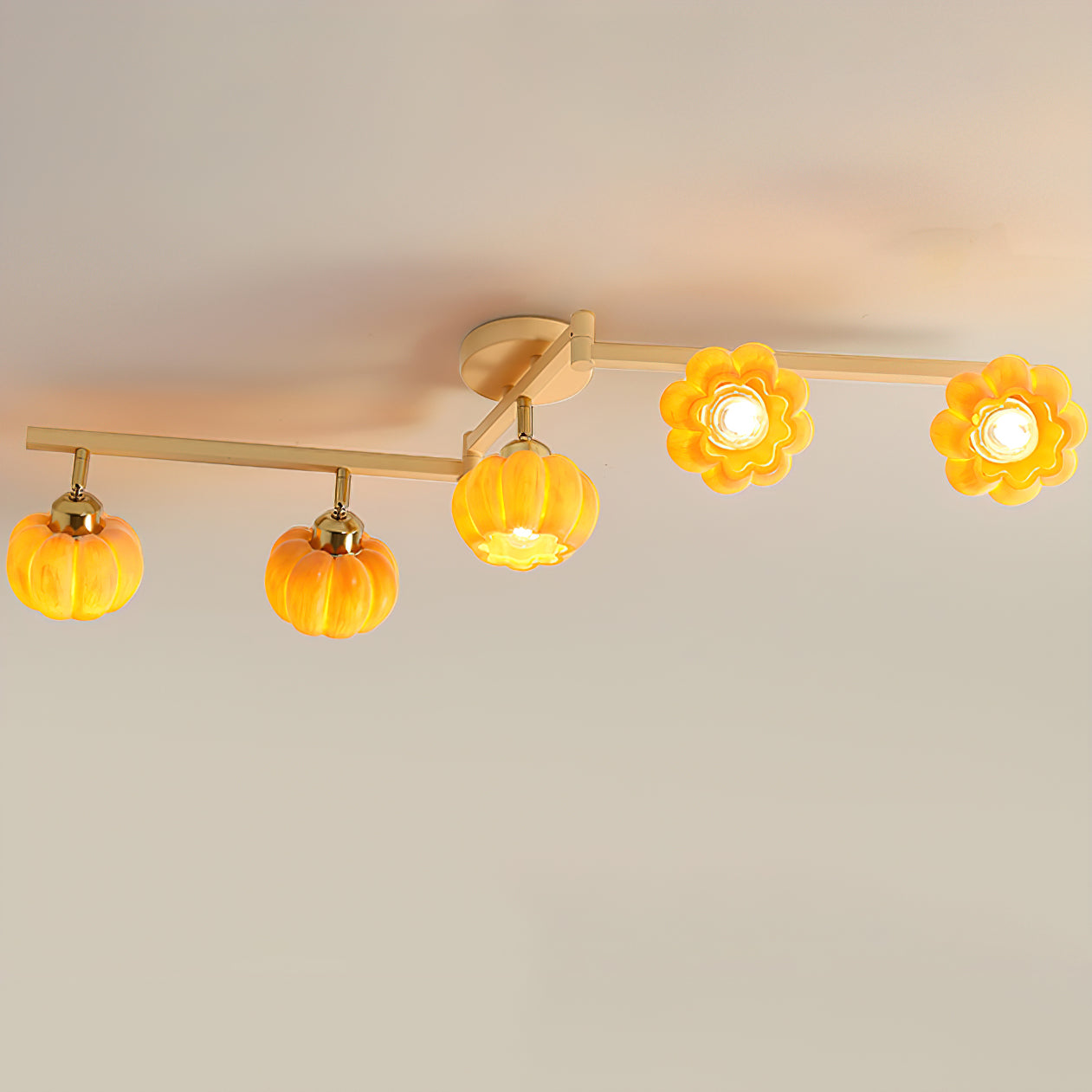 Stylish Modern Pumpkin-Shaped Ceiling Light Fixture - LED Hanging Pendant Lamp for Halloween, Fall Decor, Living Room, Bedroom, Dining Room - Warm White Light for Cozy Home Ambience