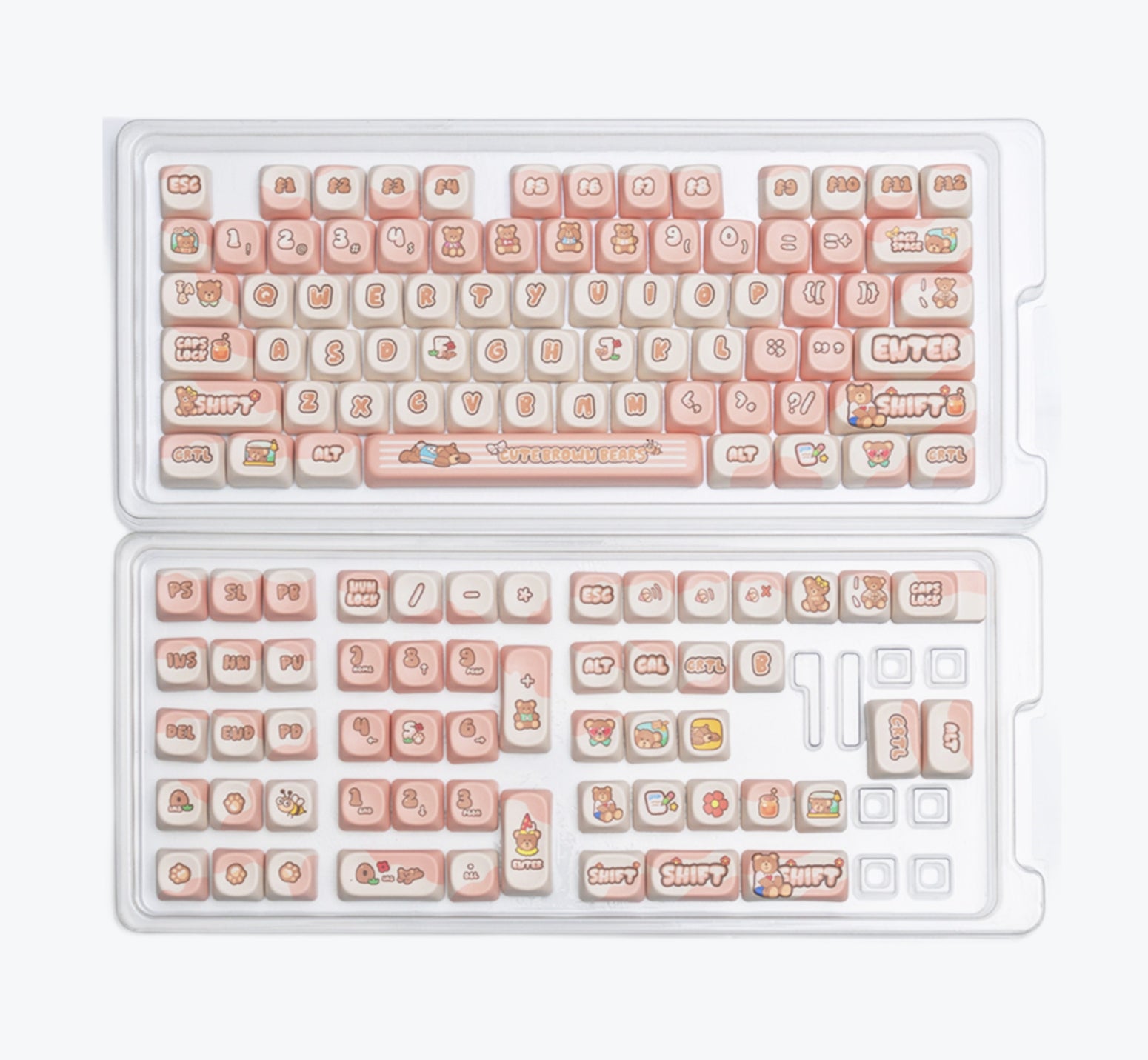 Little Bear PBT Thermal Sublimation Keycaps - Translucent MOA Personality Theme for Mechanical Keyboards | Perfect for Gaming, Typing & Custom Keyboard Builds