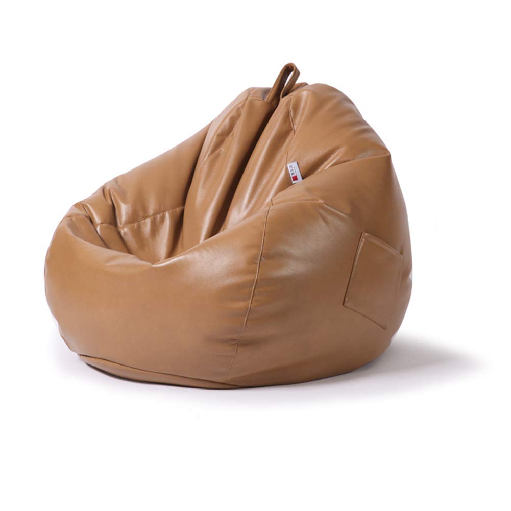 RTMX&kk PU Leather Highback Bean Bag Chair Cover - Indoor & Outdoor Lazy Sofa Slipcover (100x120cm, Khaki) - Perfect for Living Rooms, Dorms, Patios & Game Rooms