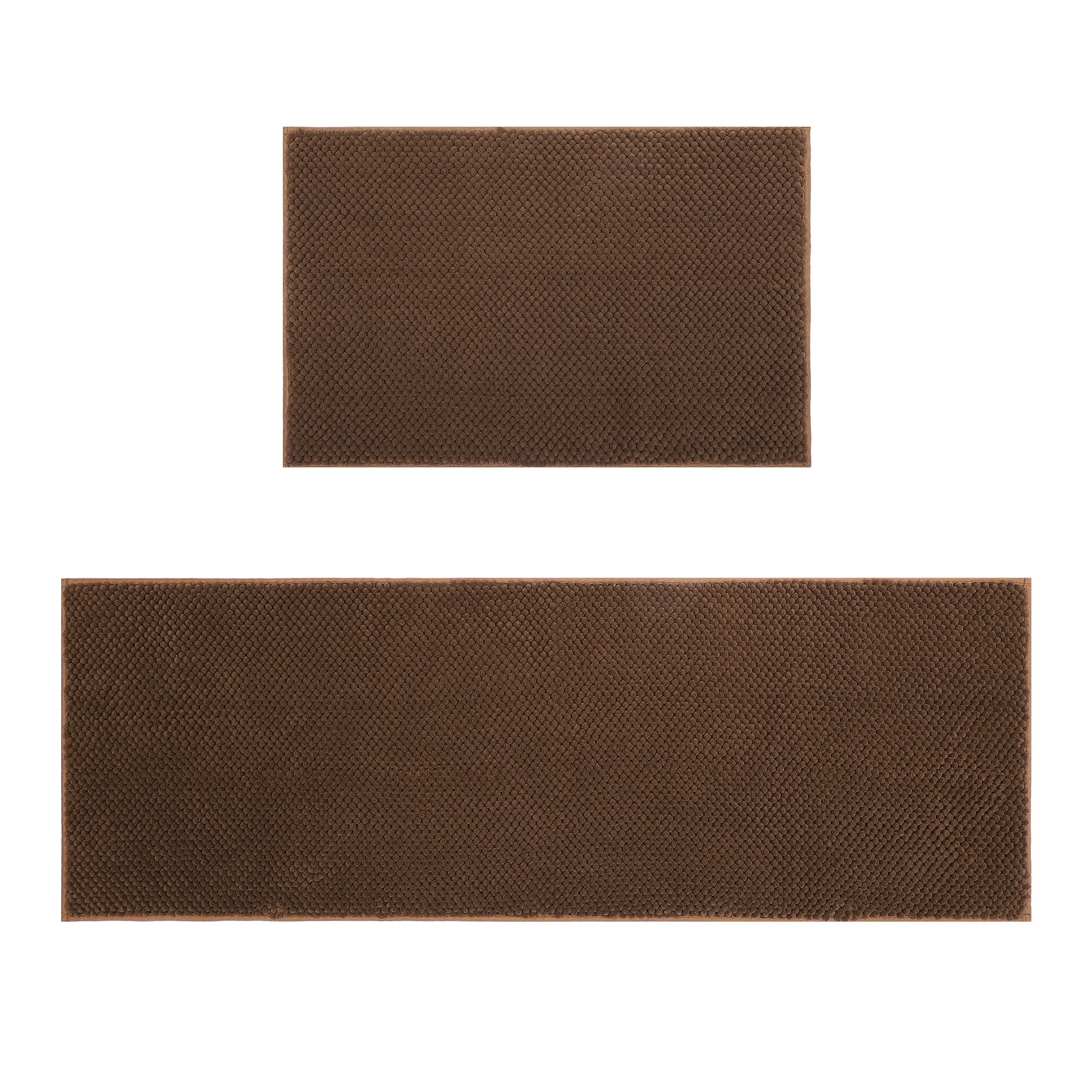 Dyforce Chenille Bathroom Rugs Set - 2PCS Non-Slip Absorbent Mats for Bath & Shower