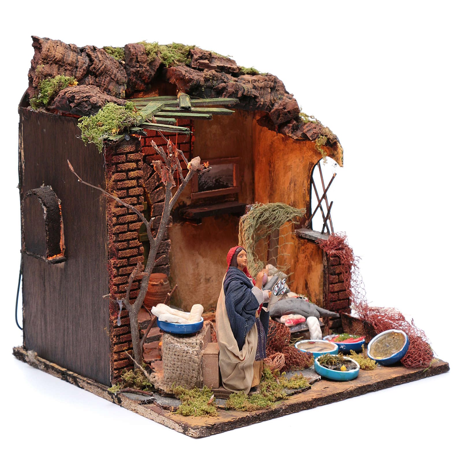 12cm Moving Woman Fishmonger Figurine for Neapolitan Nativity Scene - Perfect Christmas Decoration & Italian Nativity Display