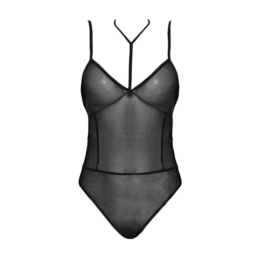**Sexy Black Mesh Babydoll Lingerie & Corset Teddy Bodysuit for Women - Perfect for Valentine's Day, Boudoir Photography, and Romantic Nights**