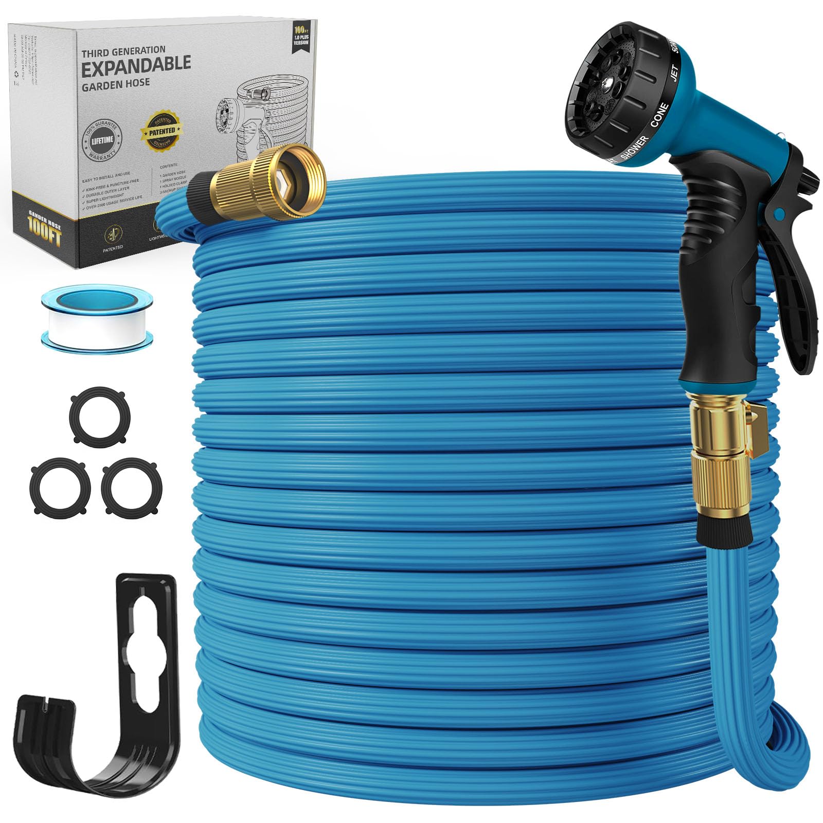 Lefree 100ft Expandable Garden Hose - Flexible & Kink-Free Water Hose with 40-Layer Nano Rubber Technology | Perfect for Yard, Lawn, Garden Watering & Outdoor Cleaning