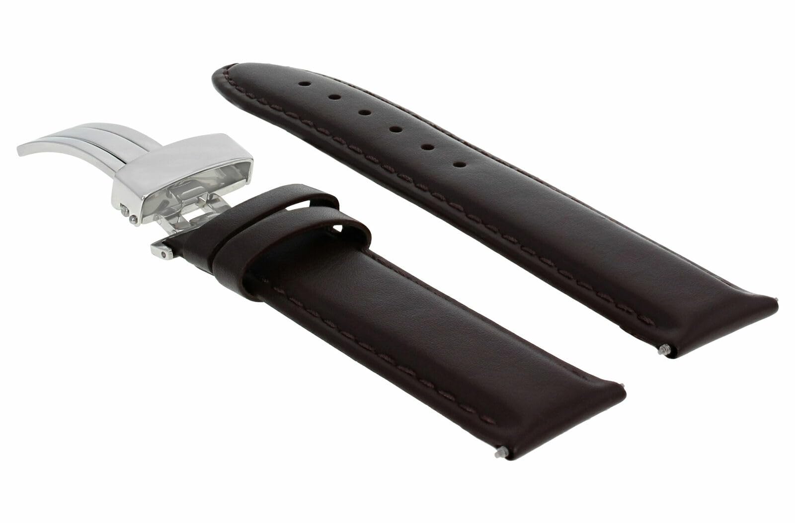 24mm Smooth Leather Watch Band Strap - Waterproof & Durable Replacement Strap for Kenneth Cole Watches - Dark Brown Watch Accessory for Men & Women - Perfect for Daily Wear, Business & Casual Occasions