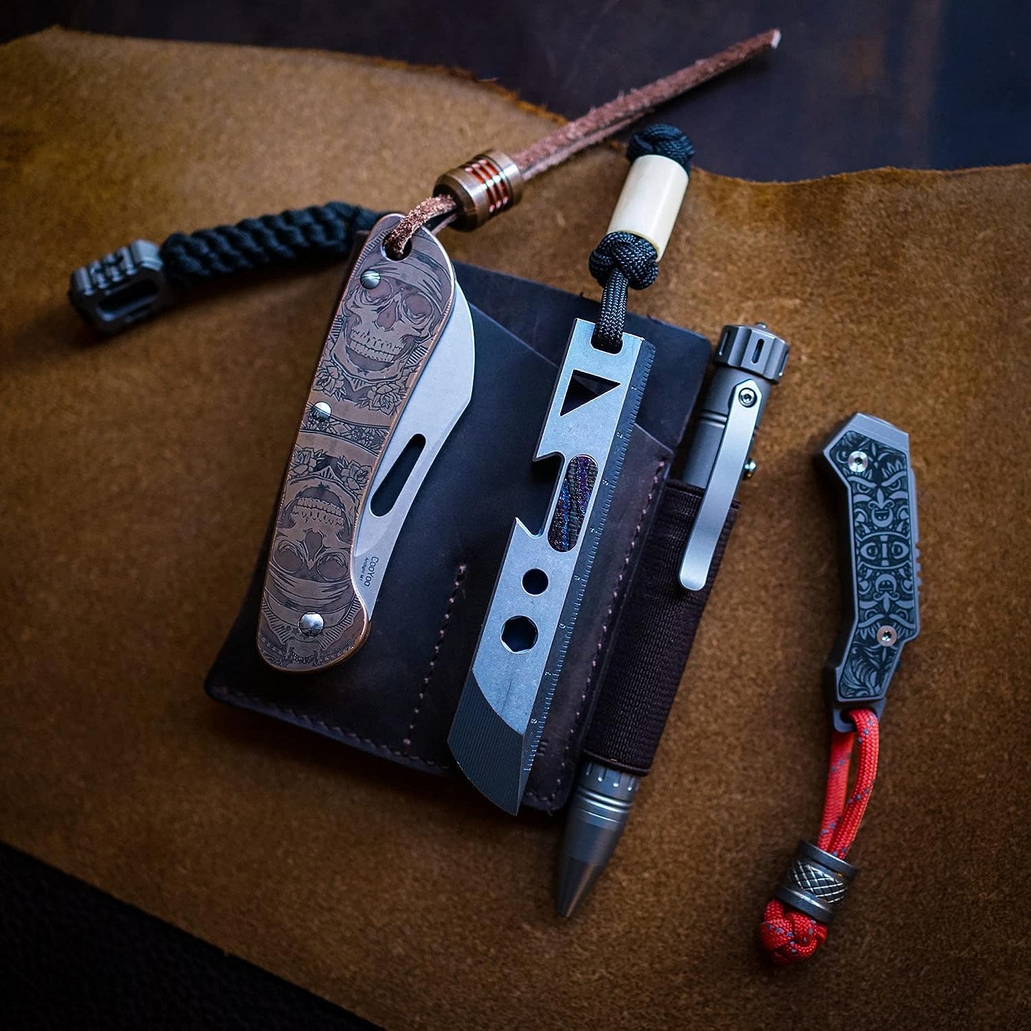 VIPERADE PJ12 Leather EDC Pocket Organizer - Belt Holster for Multitool, Flashlight & Knife with Pen Loop & Clip | Perfect for Outdoor, Camping & Everyday Carry (EDC) Gear Organization