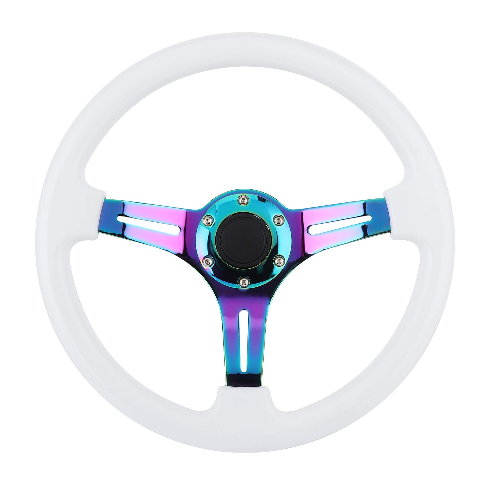 6 Hole Racing Steering Wheel - 14in ABS Drifting Wheel with Colorful Spokes, Universal Fit for Cars - Perfect for Drifting, Racing & Custom Car Upgrades