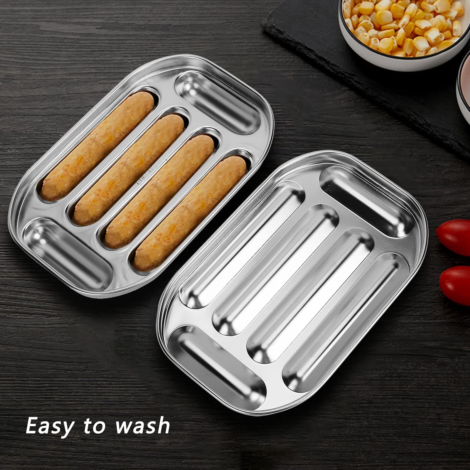 Non-Stick Sausage Mold - 6 Cavity Stainless Steel Baking Pan for Hot Dogs | Oven & Microwave Safe | Perfect for DIY Sausages, Burgers & Party Snacks