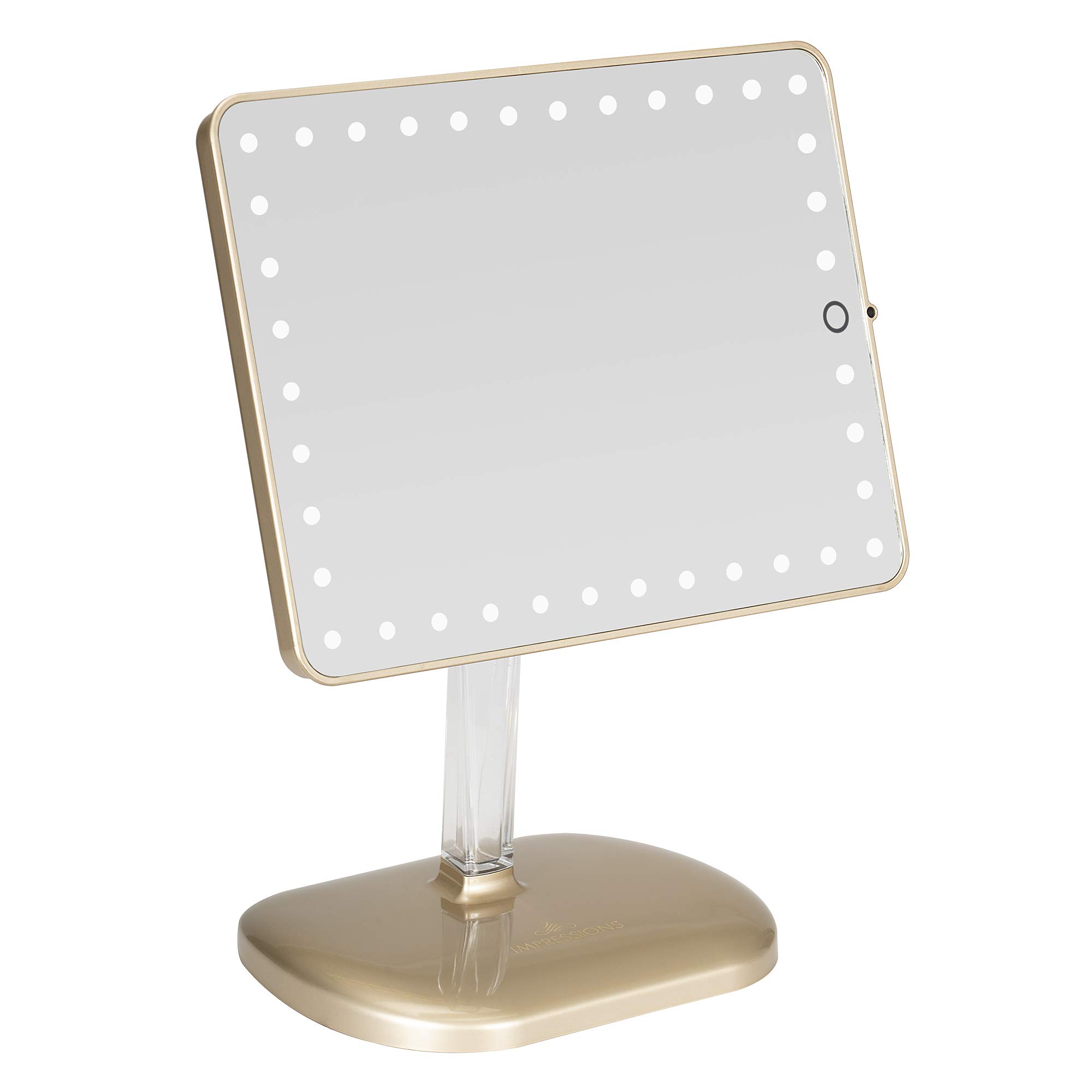 Professional LED Makeup Mirror with Touch Control - 360° Adjustable Vanity Mirror with USB Charging Port, Champagne Gold | Perfect for Home Dressing Table, Beauty Salon & Professional Makeup Artists