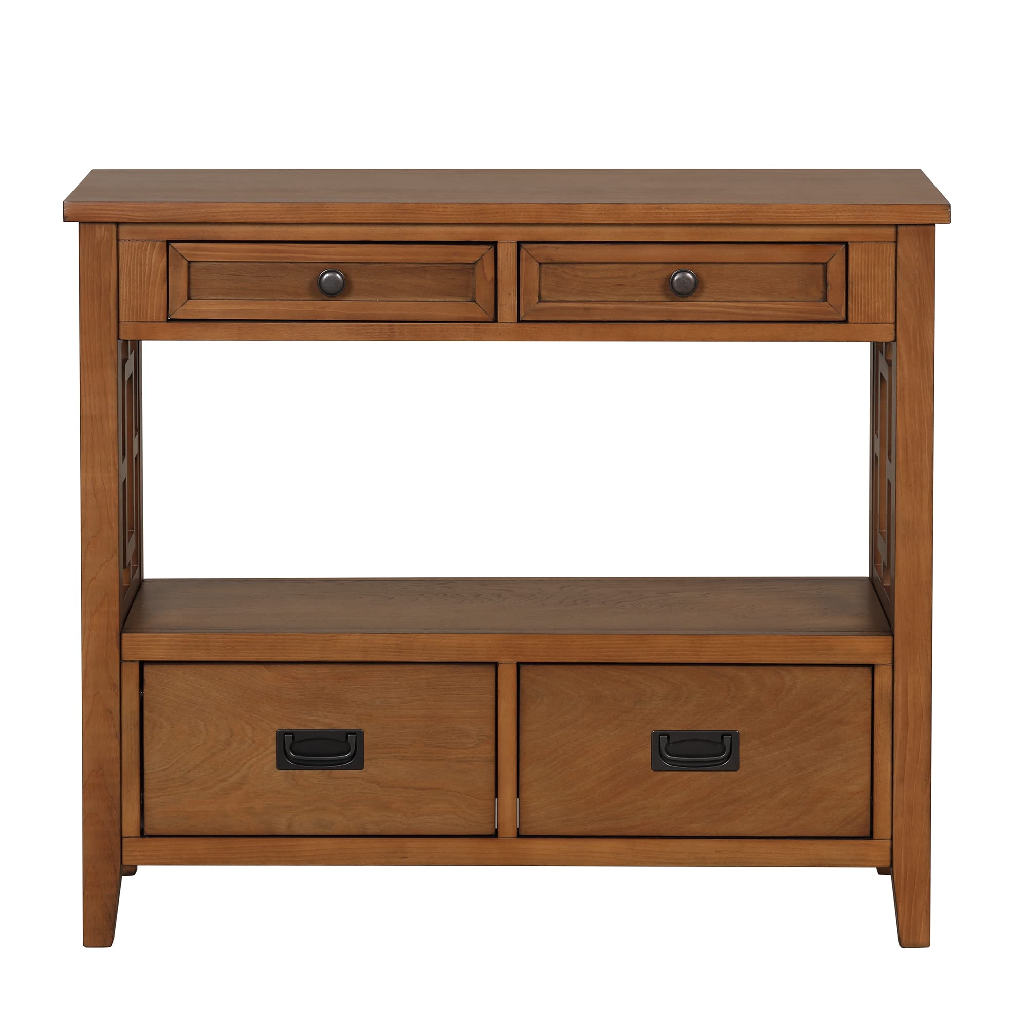 Quarte Retro Style Console Table - Solid Wood Entryway Sofa Table with 4 Drawers & 1 Shelf, Easy Assembly for Hallway, Living Room & Bedroom - Espresso Finish | Perfect for Small Space Decor & Home Organization