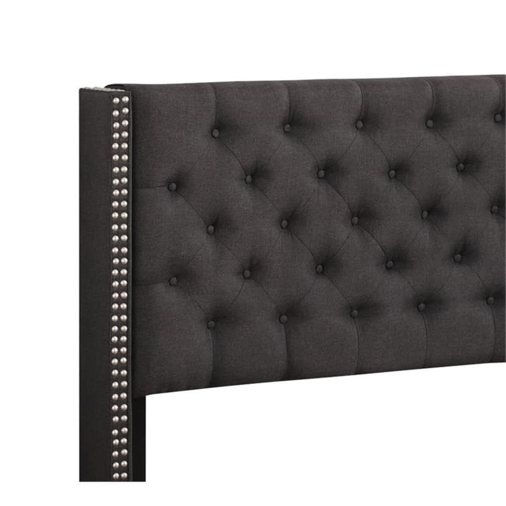 Glory Furniture Julie Fabric Upholstered Queen Size Bed Frame in Black - Modern Bedroom Furniture for Master Bedroom & Guest Room