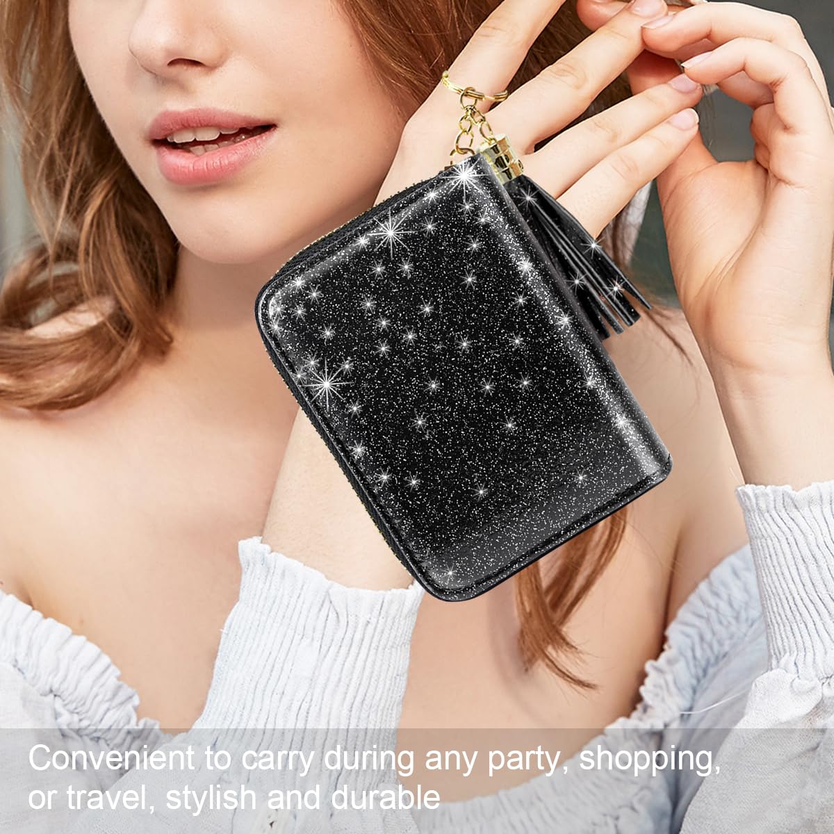 Women's Small RFID Blocking Credit Card Wallet - Glittery & Cute Slim Card Holder for Women | Perfect for Everyday Use, Travel & Gift Giving