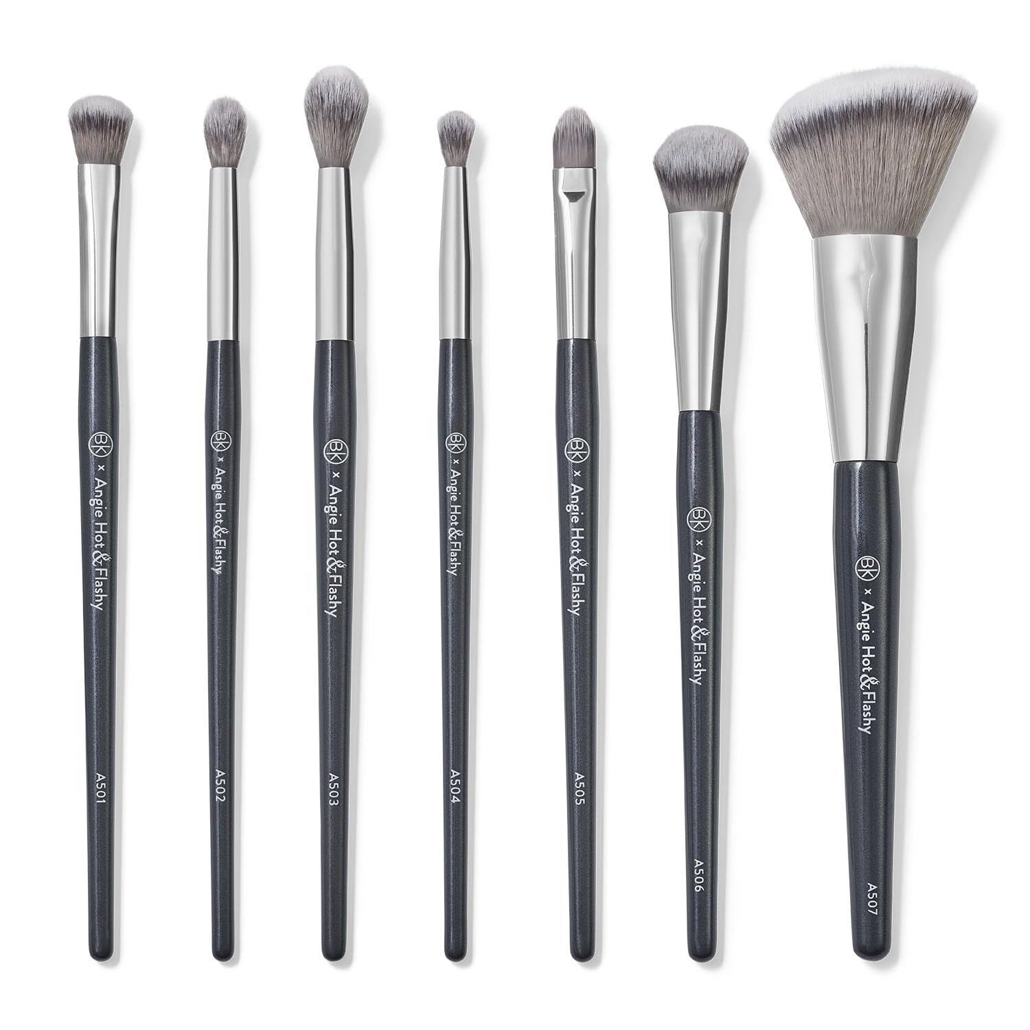 BK BEAUTY BRUSHES - Angie Hot & Flashy 7-Piece Makeup Brush Set for Under-Eye Concealer, Eyeshadow, Bronzer, Blush & Highlighter | Professional Vegan Makeup Brushes for Flawless Face & Eye Makeup Application | Perfect for Daily Use & Special Occasions