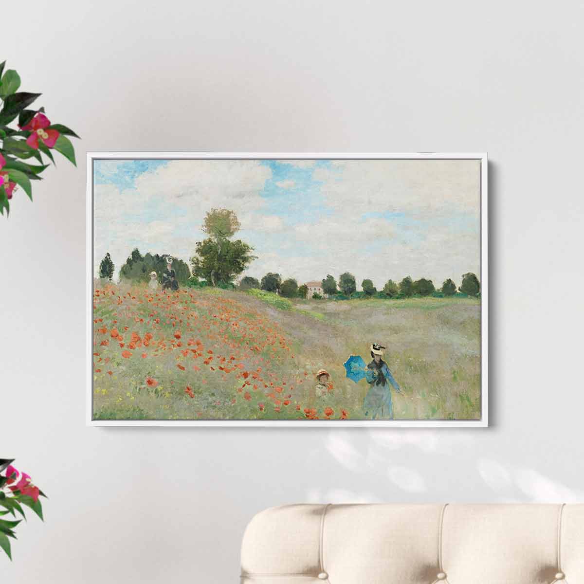 Blue Poppies Wall Art Canvas Print - Modern Floral Home Decor for Living Room, Bedroom & Office (6119)