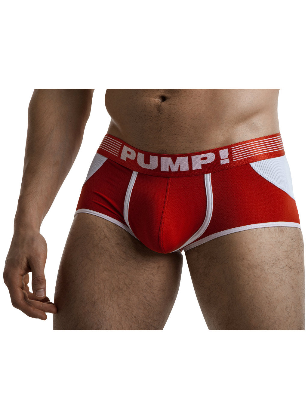 **PUMP! Men's Mesh Jockstrap Boxer Briefs - Red - Breathable & Comfortable Underwear for Workout, Gym & Sports**