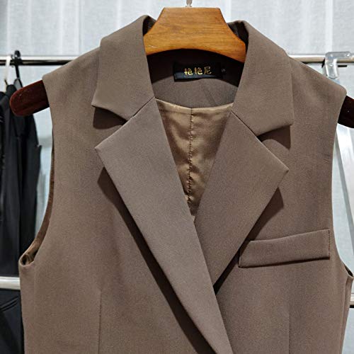 Women's Double Breasted Sleeveless Blazer Vest - Mid-Length Loose Waistcoat for Spring & Autumn | Korean Style Fashion | Perfect for Office Wear, Casual Outfits and Layering