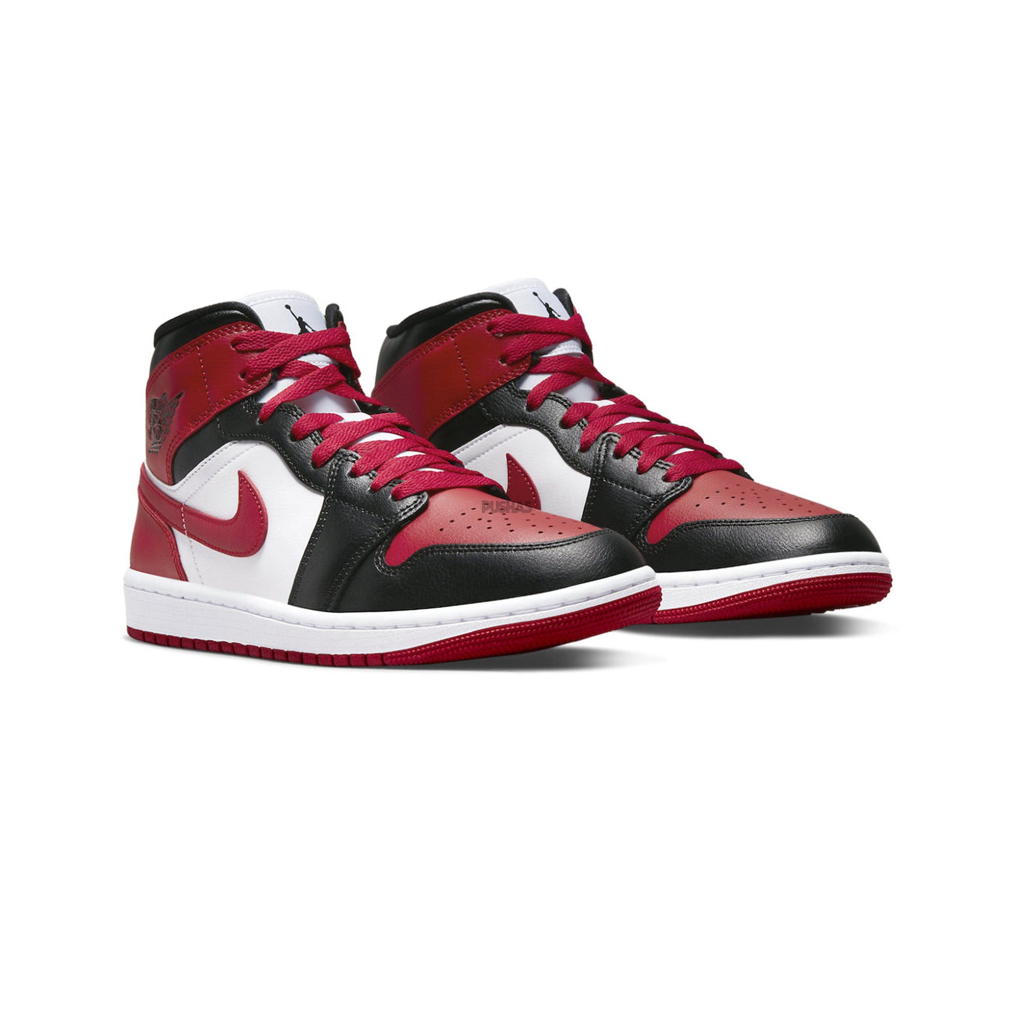 Air Jordan 1 Mid 'Alternate Bred Toe' Women's Basketball Shoes (2022) - Red & Black Sneakers for Casual Wear, Street Fashion & Gym Workouts