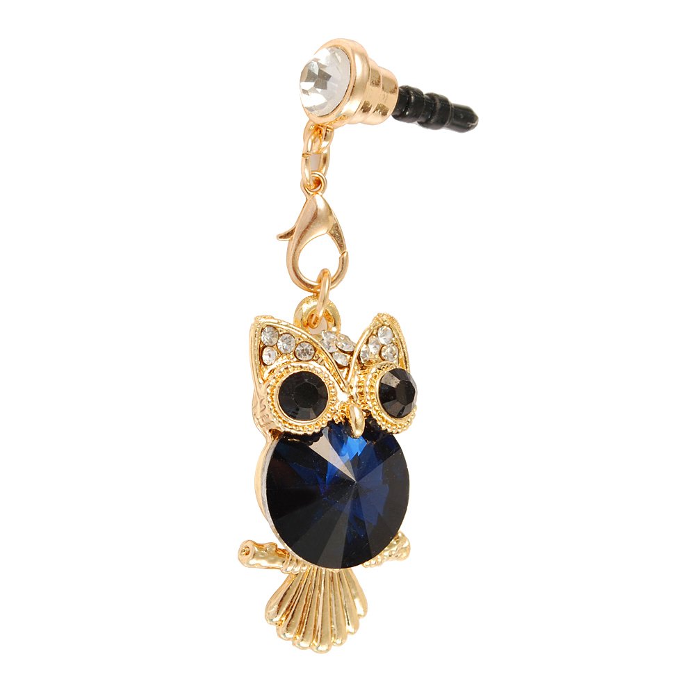 Cute Animal Dust Plug Earphone Jack Cover - Flexible Headphone Port Protector for iPhone 4/4S/5/5S, iPad, iPod Touch, Samsung Galaxy & Note Series (Blue Owl) | Prevent Dust & Damage - Perfect for Travel, Work & Daily Use