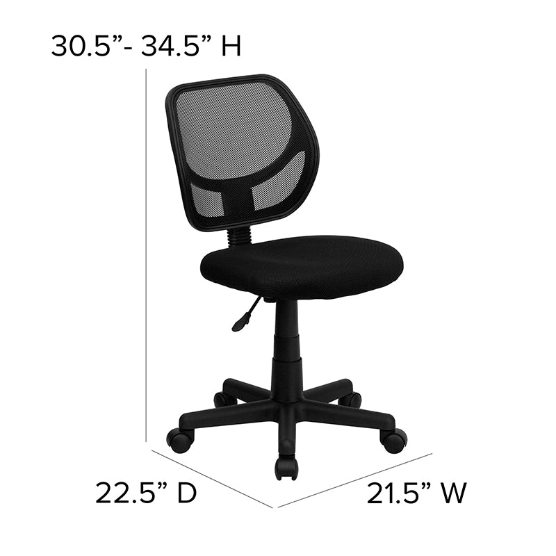 Ergonomic FLASH Neri Low Back Mesh Office Chair with Swivel Base & Curved Square Back - Breathable Mesh Task Chair for Home Office, Gaming & Workspaces