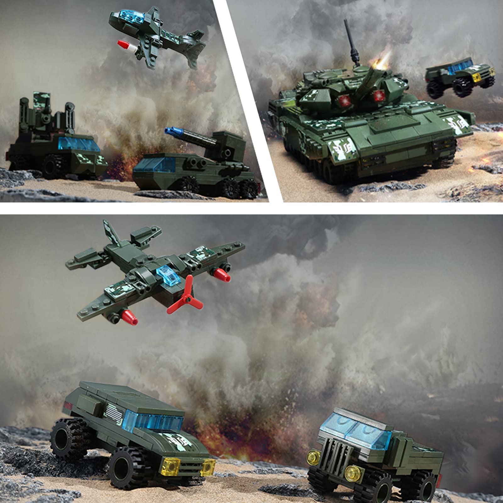 WW2 Military Tank Building Blocks Set - 642PCS 8-in-1 Army Model Kit, Lego-Compatible War Toy for Boys Ages 6-14 | Perfect for History Enthusiasts, Battle Reenactments & STEM Learning Activities