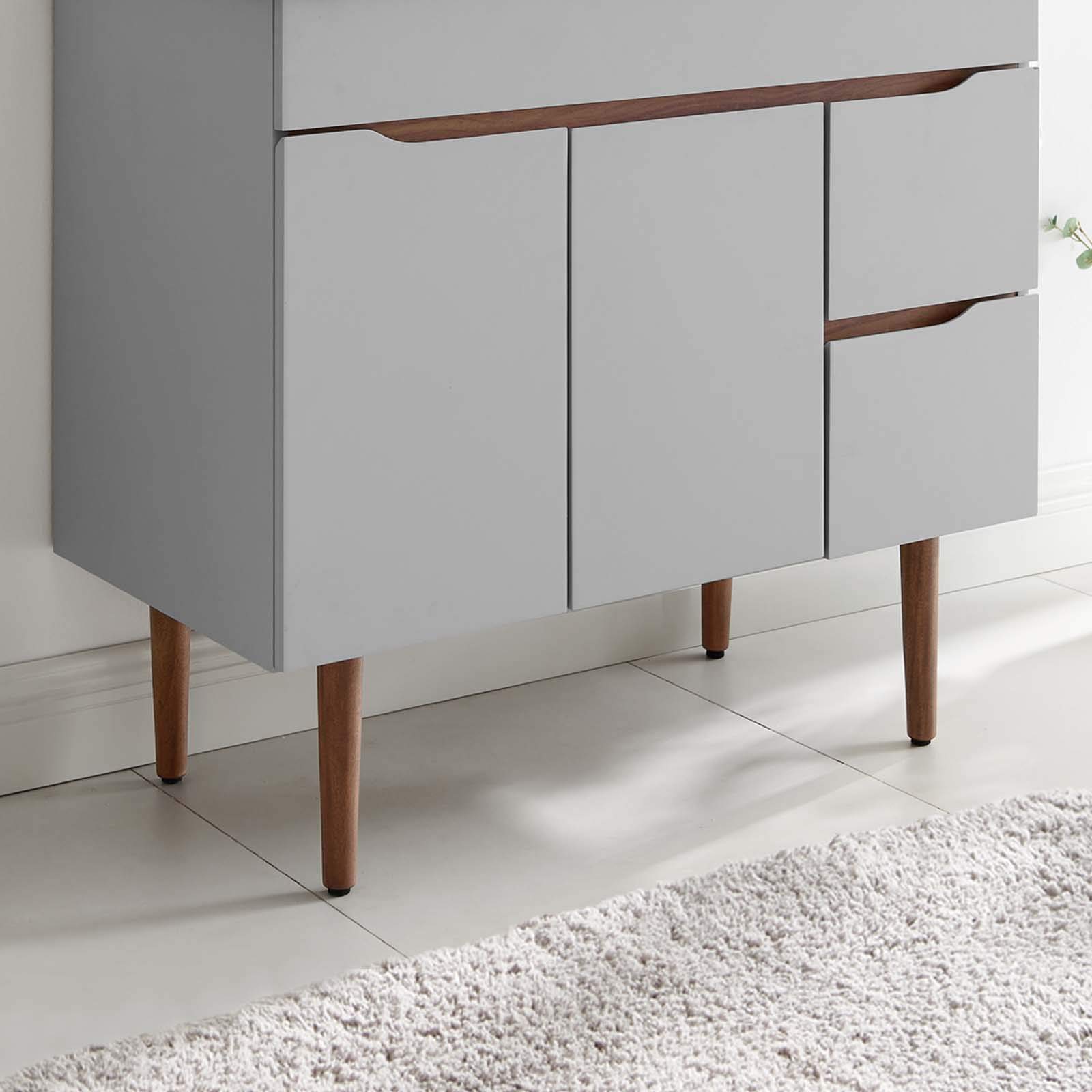 Modway Harvest 36 Inch Gray Walnut Bathroom Vanity - Modern Bathroom Storage Cabinet with Countertop (Sink Not Included) | Perfect for Small Bathrooms, Powder Rooms & Home Renovations