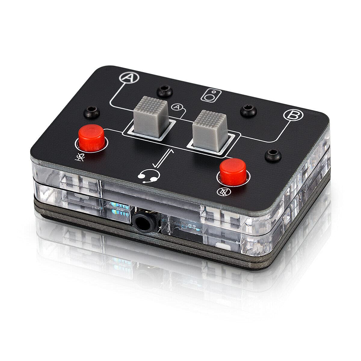 Upgrade 2-Way Microphone Headset Speaker Audio Switcher Box - 3.5mm A/B Selector for Podcasting, Gaming & Studio Recording - Perfect for Dual Audio Source Switching