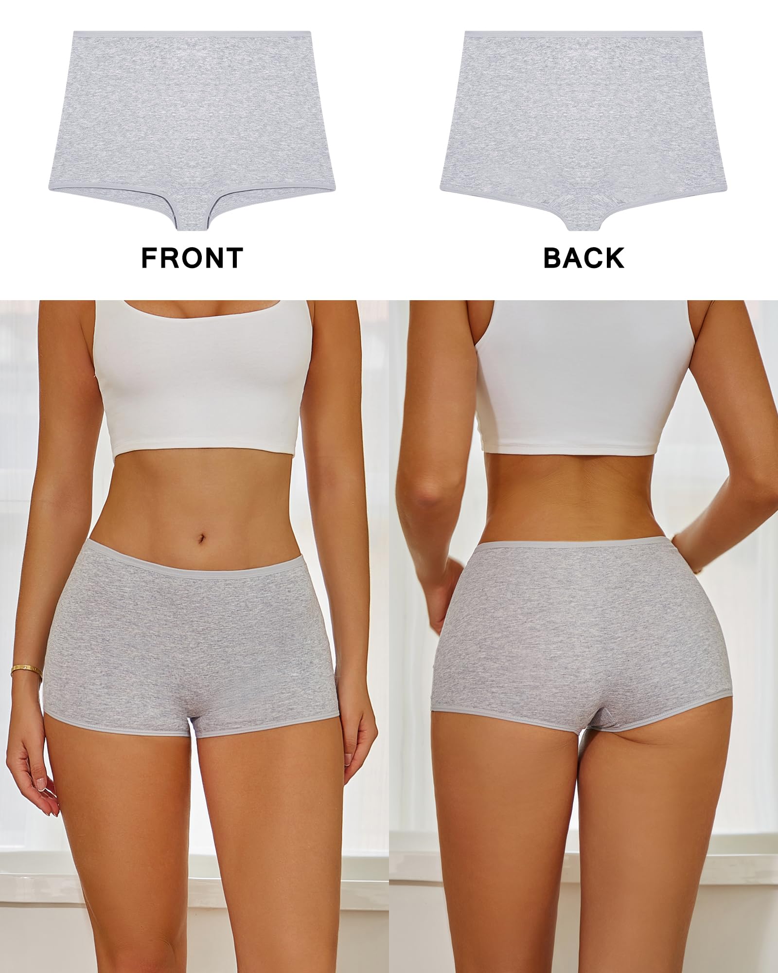 ROSYCORAL Women's Cotton Boy Shorts Underwear - Mid Rise, Full Coverage Boxer Briefs (4-Pack, Sizes S-XXL) | Comfortable for Sleep, Lounge & Everyday Wear