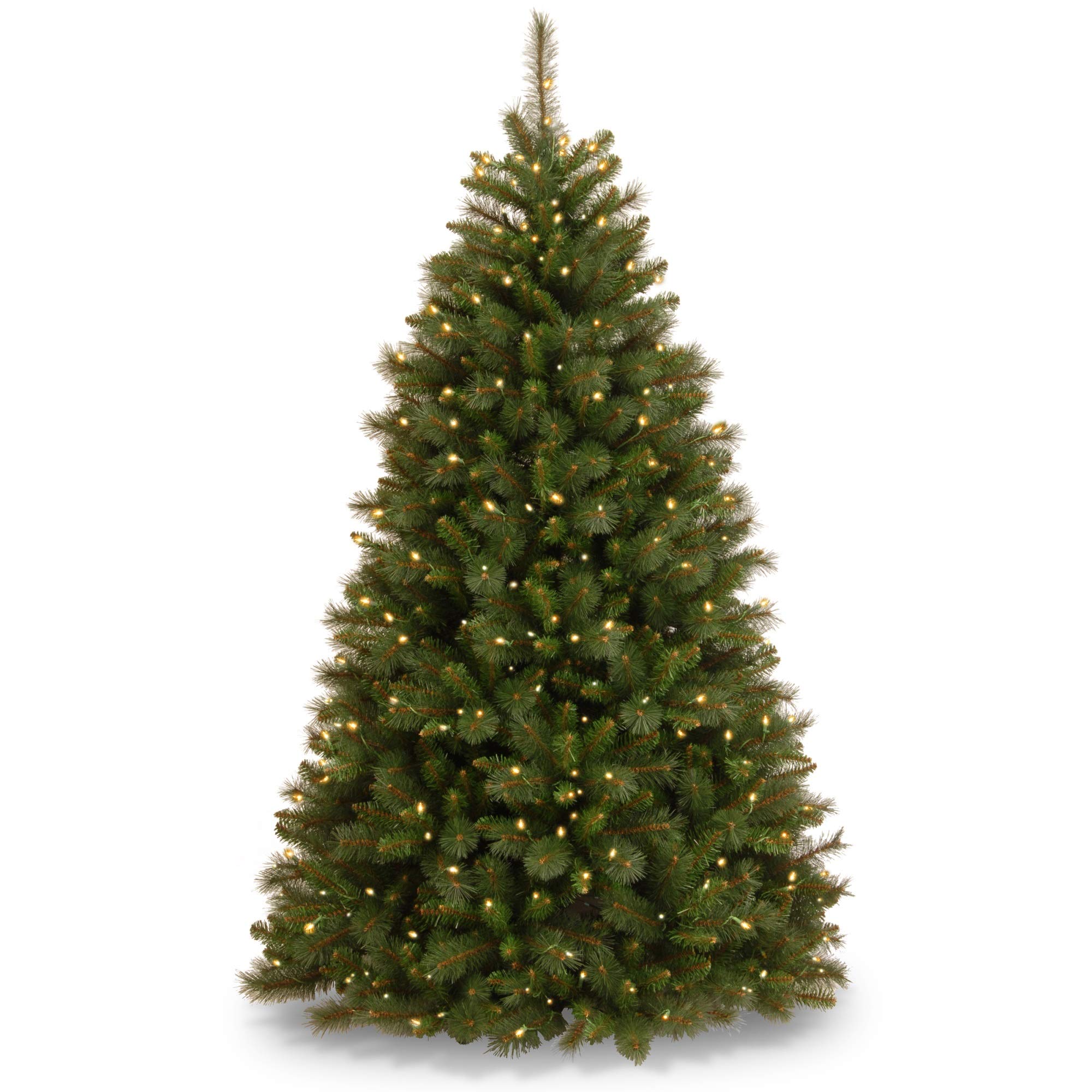 6.5 ft Pre-Lit Artificial Christmas Tree with Clear Lights - Rocky Ridge Medium Pine for Home, Office & Holiday Decor