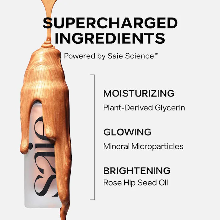 Saie Glowy Super Gel - Lightweight Dewy Multipurpose Highlighter for Face & Body | Natural Glow Makeup for Everyday Wear & Special Occasions
