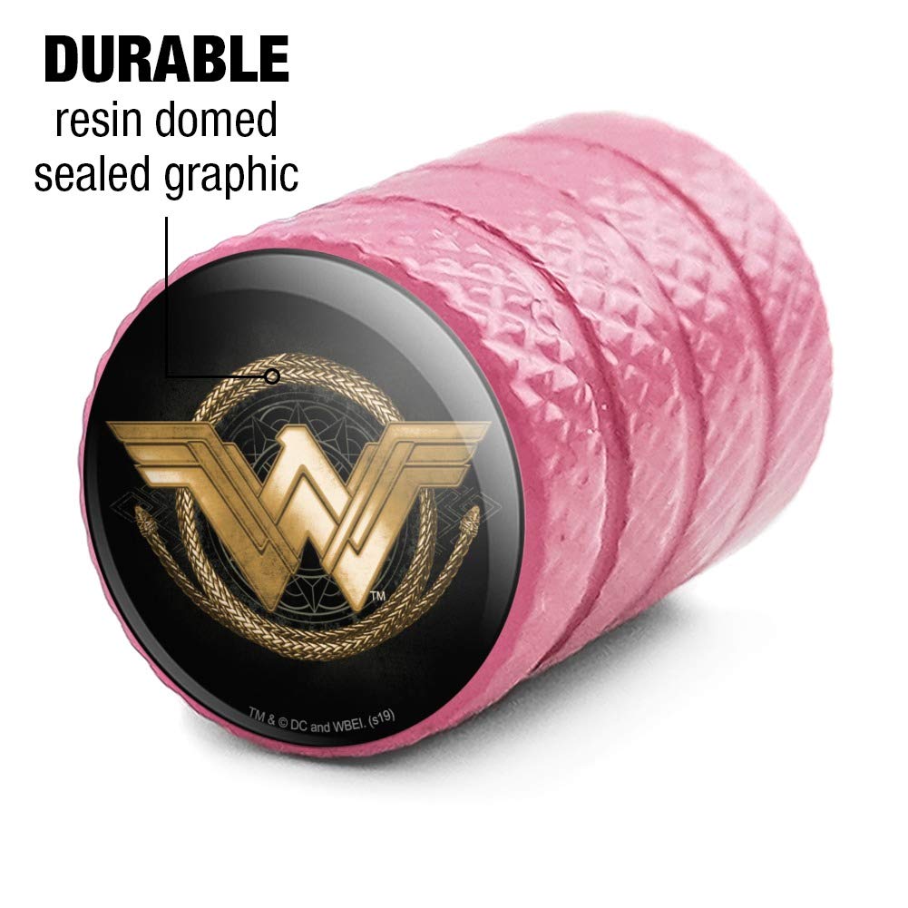 Wonder Woman Movie Golden Lasso Logo Aluminum Valve Stem Caps for Car Wheels - DC Comics Superhero Accessories for Tire Rim Decoration & Customization (Perfect for Cosplay, Car Shows & Superhero Fans)