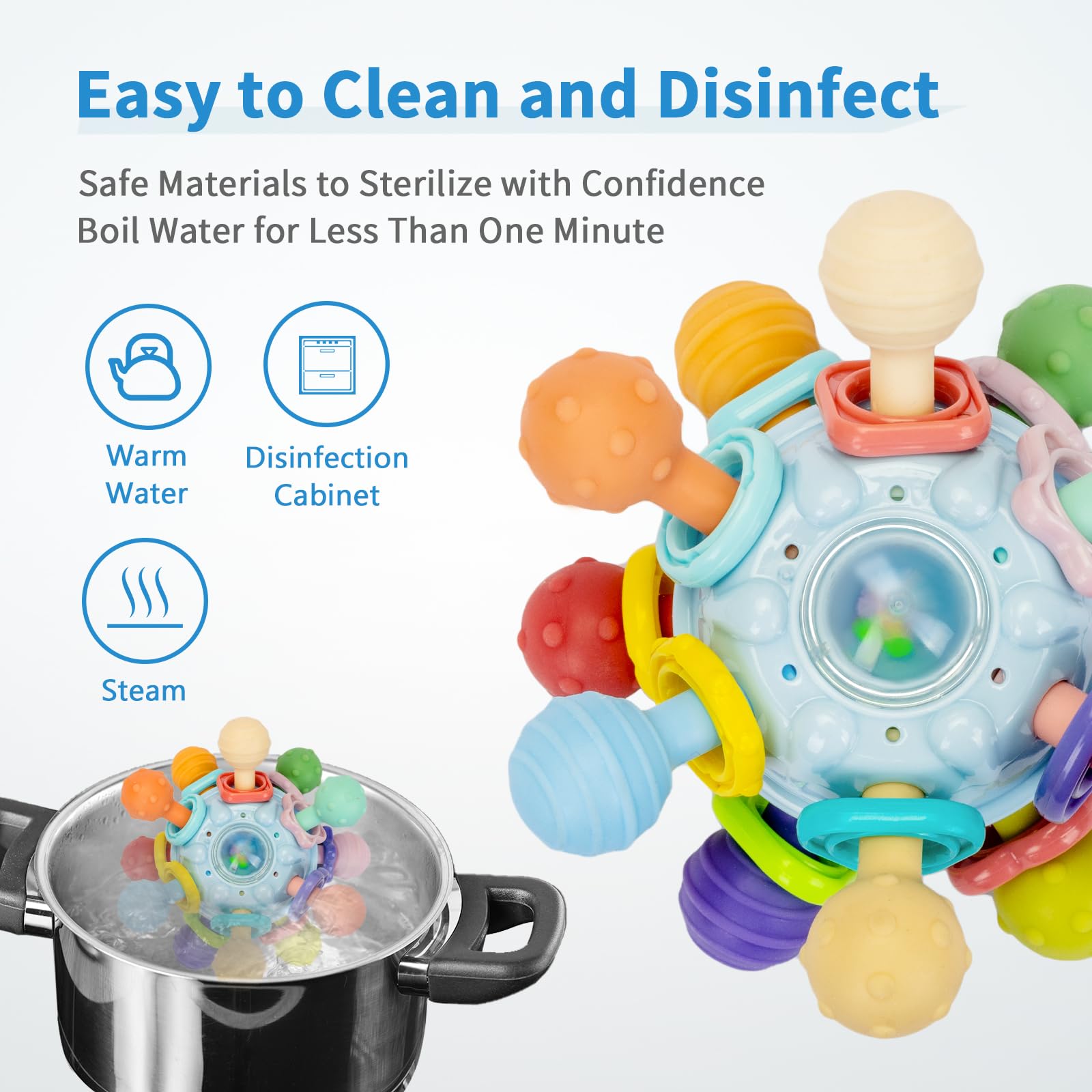 Accevo Baby Teething Toys - Soft Silicone Teether for Infants 6-12 Months | Soothing Chew Toy for Sore Gums, Montessori Sensory Toy for Newborns | Perfect for Daycare, Travel & Home Use