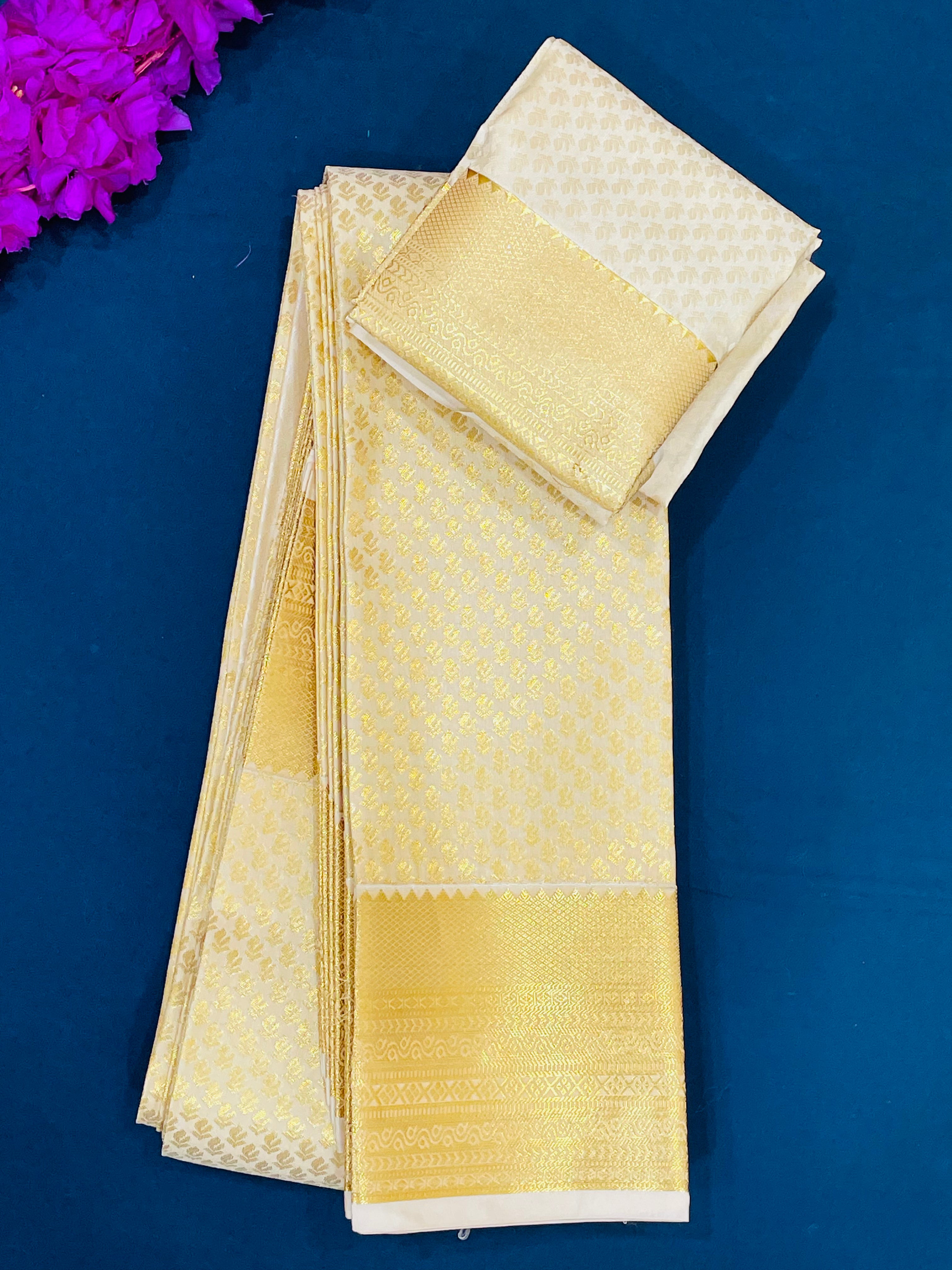 Elegant Golden Pure Silk Saree for Women - Perfect for Weddings, Parties & Special Occasions