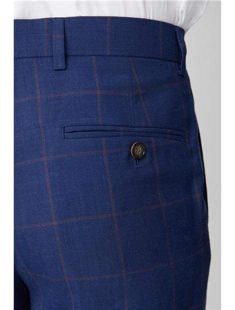 Premium Gibson London Regent Navy & Burgundy Check Trousers for Men - Classic British Style Formal Pants for Office, Business Meetings & Special Occasions
