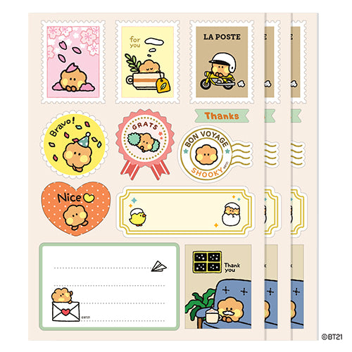 BT21 Mini Removable Gift Stickers - Shooky Character Cute Kawaii Decals for Laptops, Phones, Scrapbooking & DIY Crafts