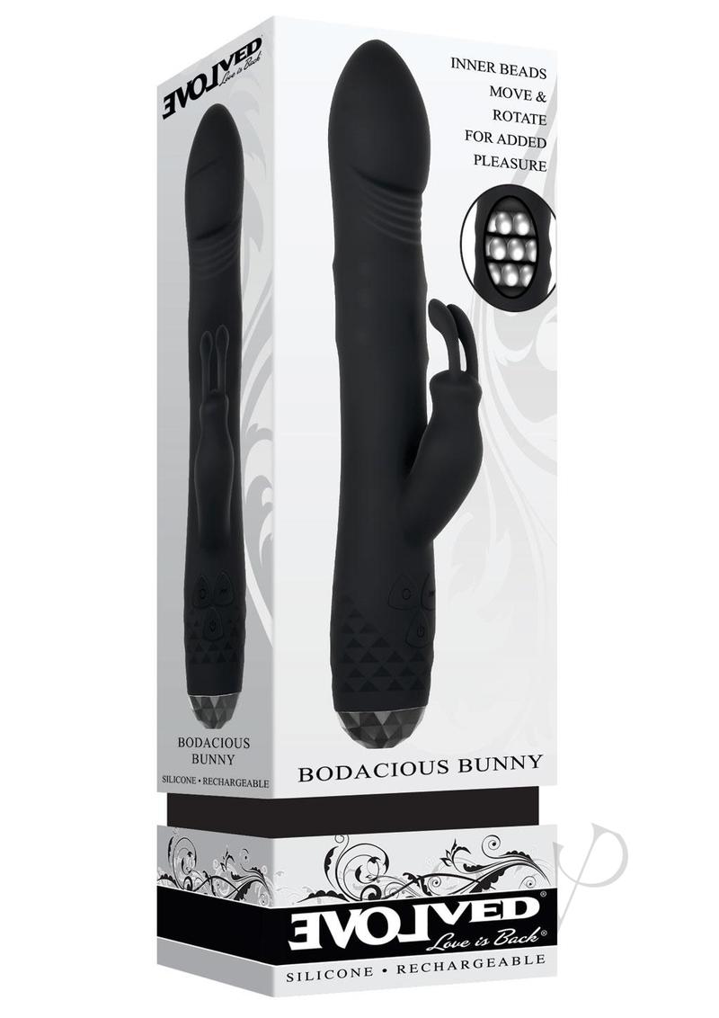 Bodacious Bunny Rechargeable Silicone Rabbit Vibrator - Black | Powerful Dual Stimulation for Women | Perfect for Couples Play & Solo Pleasure
