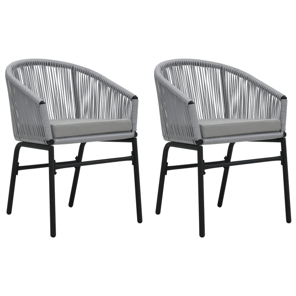 2-Piece Anthracite PE Rattan Patio Chairs Set with Cushions - Weather-Resistant Outdoor Furniture with Powder-Coated Iron Frame - Perfect for Garden, Poolside, and Backyard Relaxation