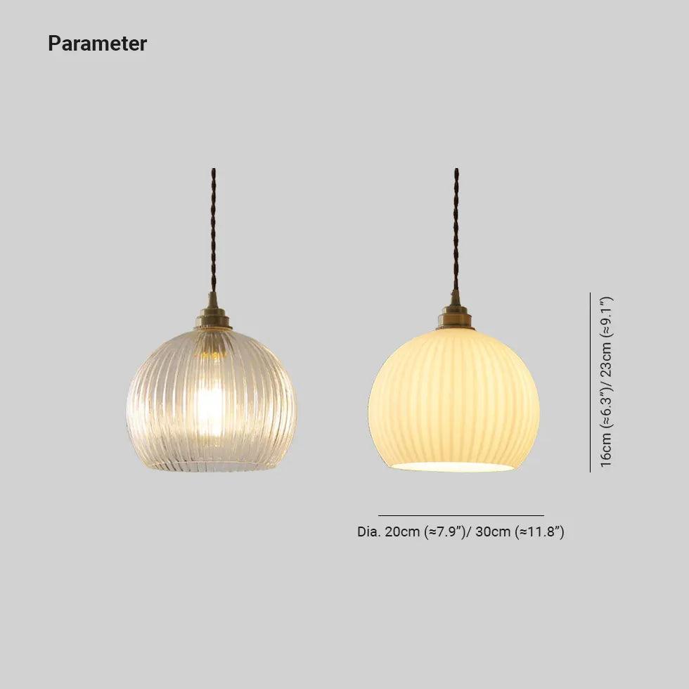 Modern Spherical Glass Striped Minimalist Pendant Light - Elegant Hanging Fixture for Dining Room, Kitchen Island, or Living Room Decor