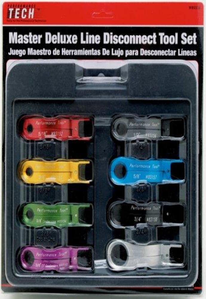 Performance Tool W89338 8-Piece Master Line Disconnect Tool Set for Automotive Electrical Repairs - Ideal for Mechanics & DIY Car Maintenance