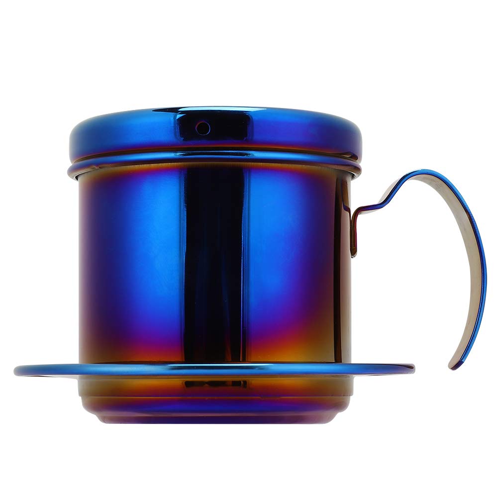 Premium Aoutecen Vietnamese Coffee Drip Brewer - Large Capacity Titanium Blue Phin Filter for Strong Espresso-Style Coffee | Ideal for Home, Office & Cafe Use