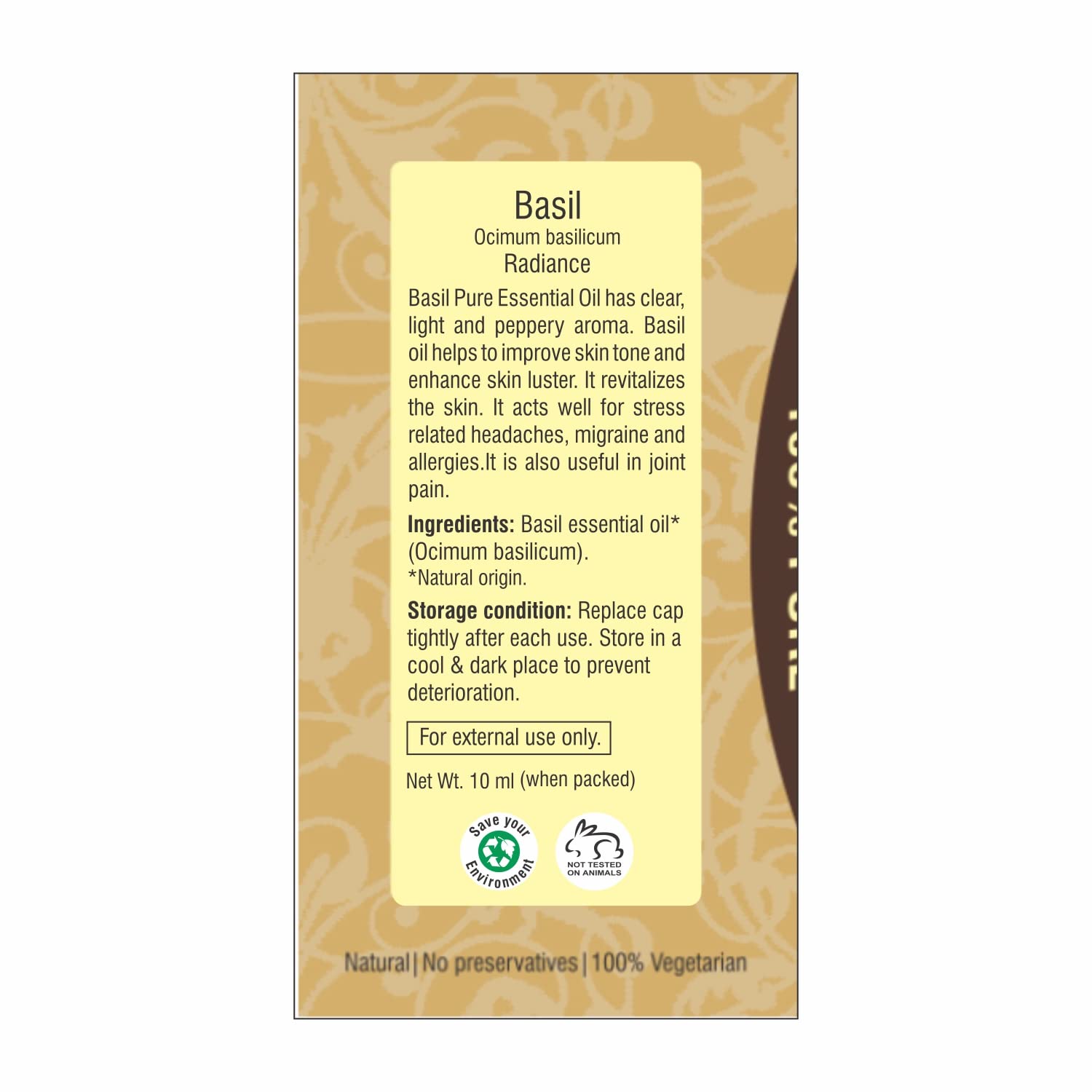 100% Pure Natural Tulsi (Holy Basil) Essential Oil - 10ml | Vegan, Undiluted, Therapeutic Grade | Aromatherapy, Relaxation & Skin Care