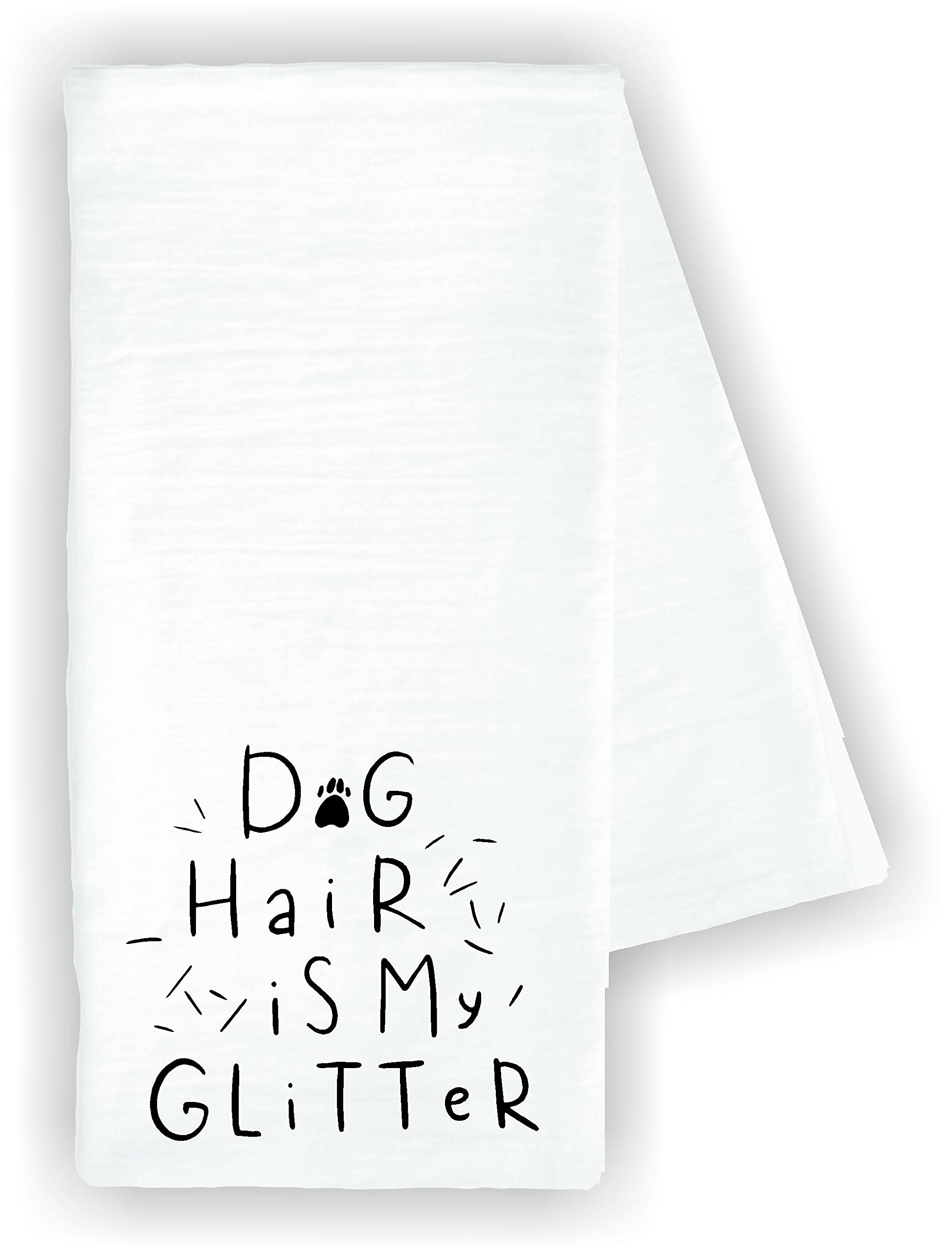 Funny Cute Kitchen Dish Towel - Dog Hair is My Glitter - 100% Cotton Drying Cloth for Kitchen Decor | Perfect for Pet Owners, Housewarming Gifts & Cozy Home Use