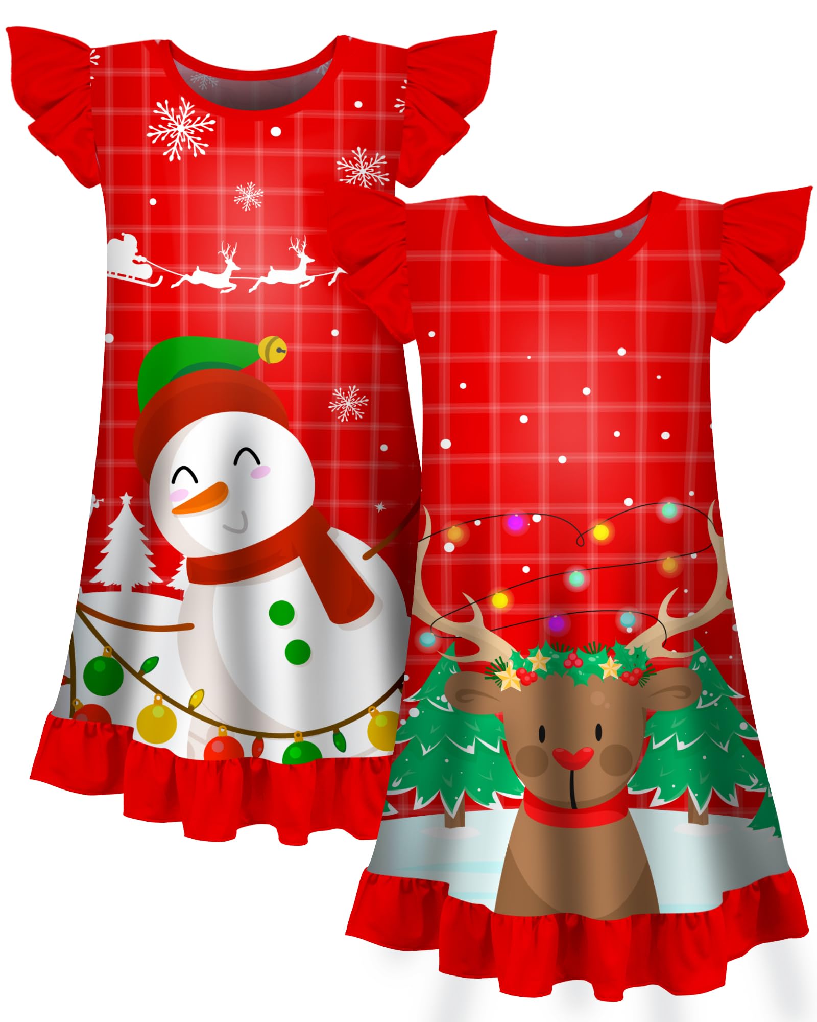 2-Pack Unicorn & Mermaid Princess Nightgowns for Girls 3-9 Years - Soft Toddler Sleepwear Pajama Set - Perfect for Bedtime, Sleepovers & Birthday Gifts