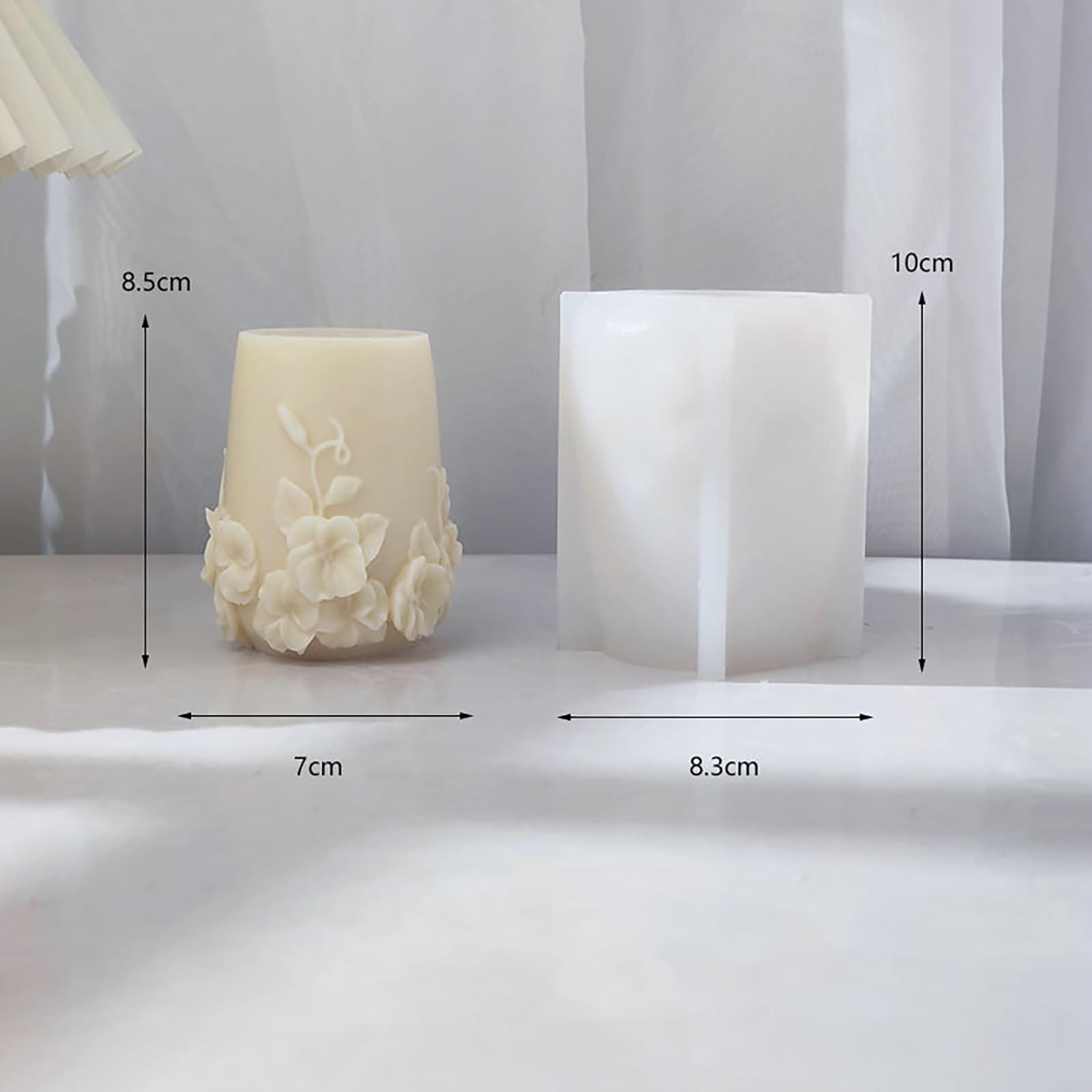 Rose Flower Silicone Candle Molds for DIY Home Decor - Cylinder & Wave Spiral Pillar Molds for Resin Casting, Candle Making (Perfect for Weddings, Parties & Gift Making)
