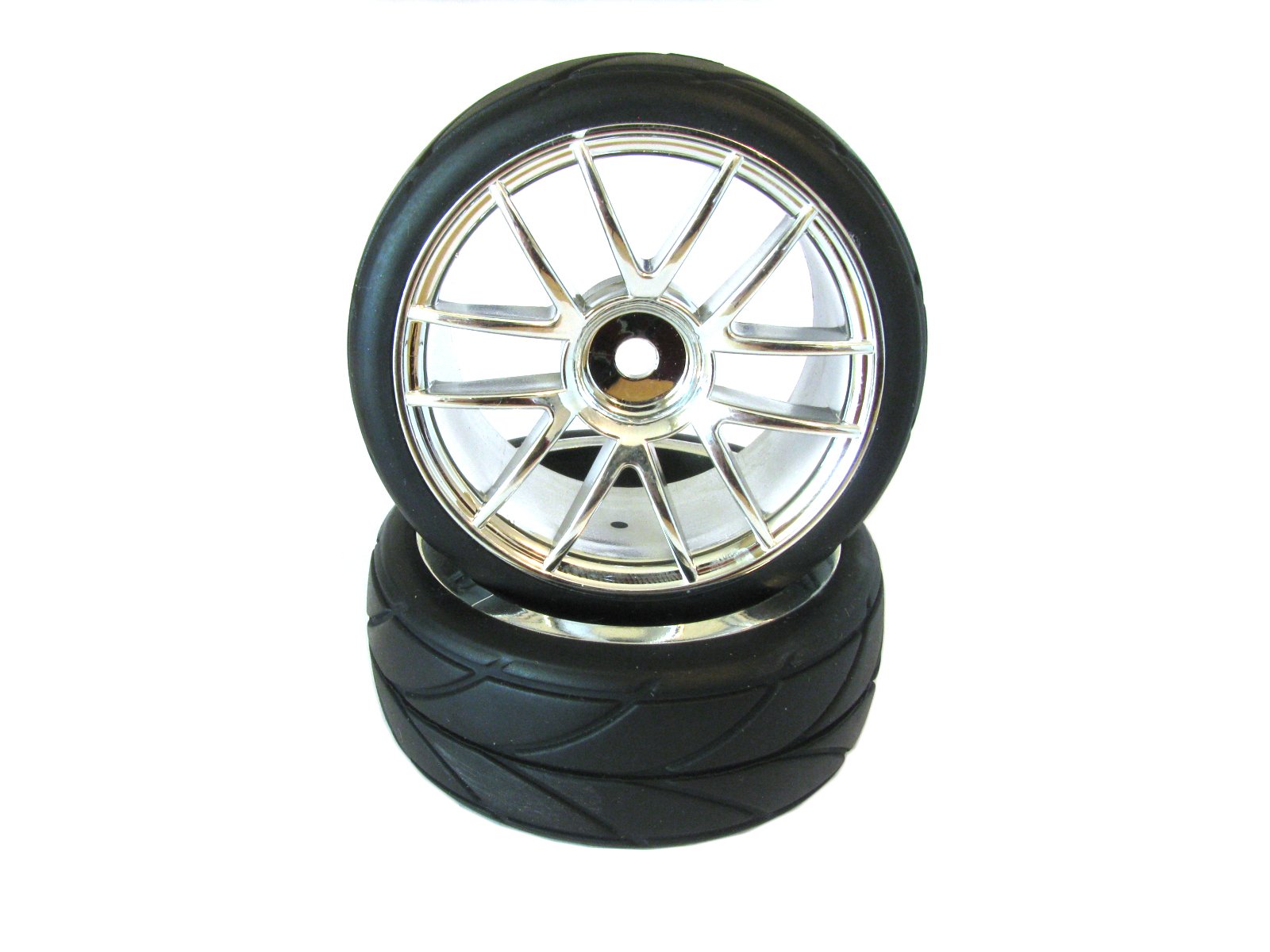 Redcat Racing 02020c Chrome Wheels & Tires (2-Piece Set) - High-Performance RC Car Accessories for Off-Road Racing & Drifting