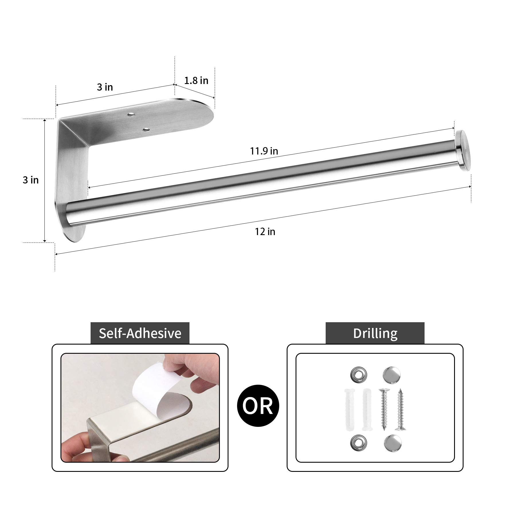 OBODING Wall Mounted Kitchen Roll Holder - Under Cabinet Paper Towel Holder with Self Adhesive for Kitchen Organization & Storage (Silver) | Perfect for Small Spaces & Apartment Kitchens