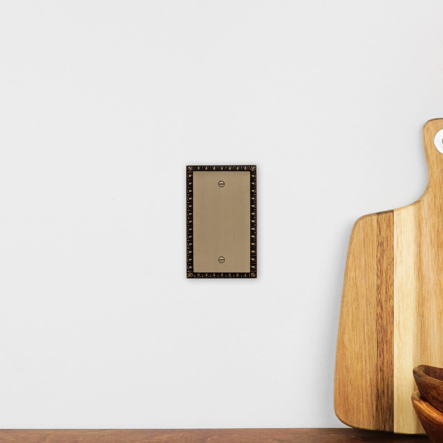 Antique Brass Egg & Dart Switch Plate with Blank Cover - Elegant Wall Plate for Home, Office, and Hotel Decor