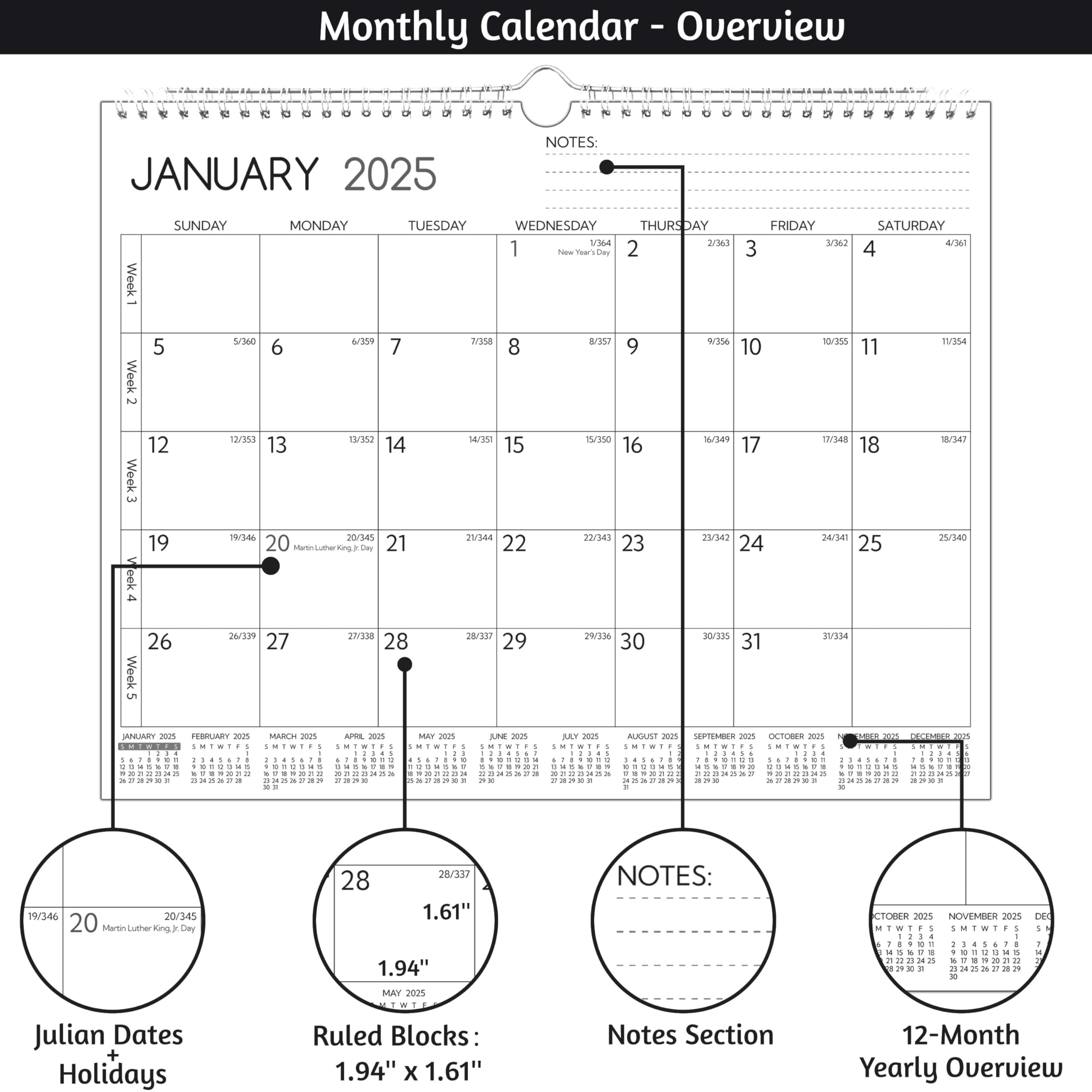 2025-2026 Wall Calendar | 18-Month Planner (January 2025 - June 2026) | 14.57 x 11.42 Inch Large Format | Thick Paper with Week Numbers & Yearly Overview | Perfect for Office, Classroom & Home Organization