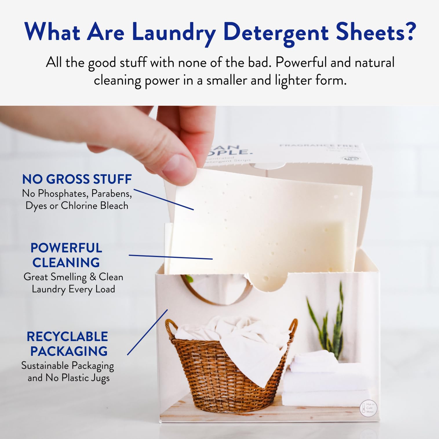 Clean People Laundry Detergent Sheets | Ultra Concentrated Stain Fighter | 192 Count Eco-Friendly Sheets for Fresh Clothes | Perfect for Travel, College Dorms & Small Spaces