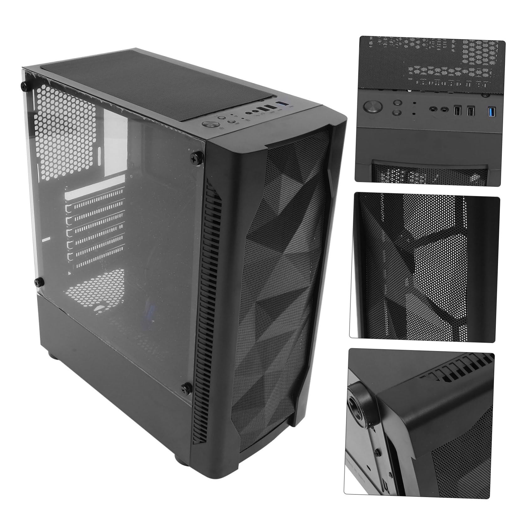 Mobestech ATX Mid Tower Gaming PC Case - Full Tempered Glass Side Panel, High Airflow Design, Supports E-ATX Motherboard (Black) - Perfect for Gaming Rigs & Custom Water Cooling Builds